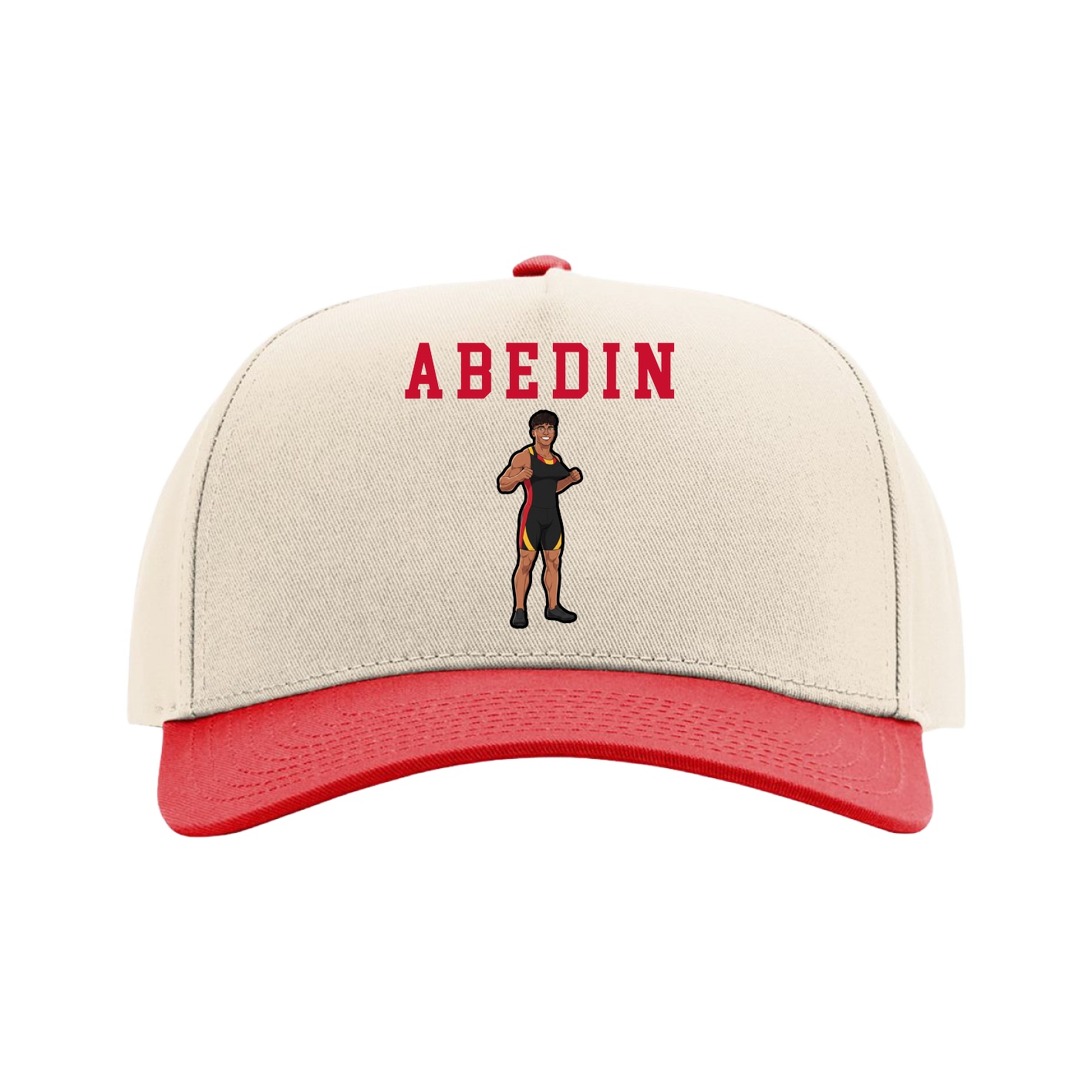 Full Fabric Five-Panel Champ Cap — Shirsey in Cream/Red