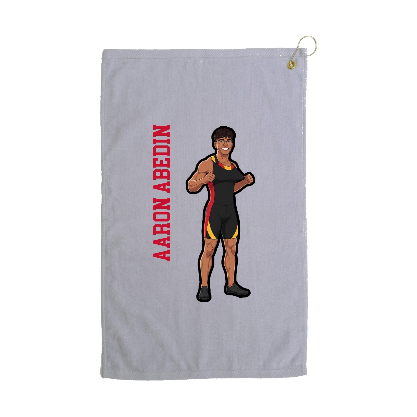Golf Towel — Name Vertical in Grey