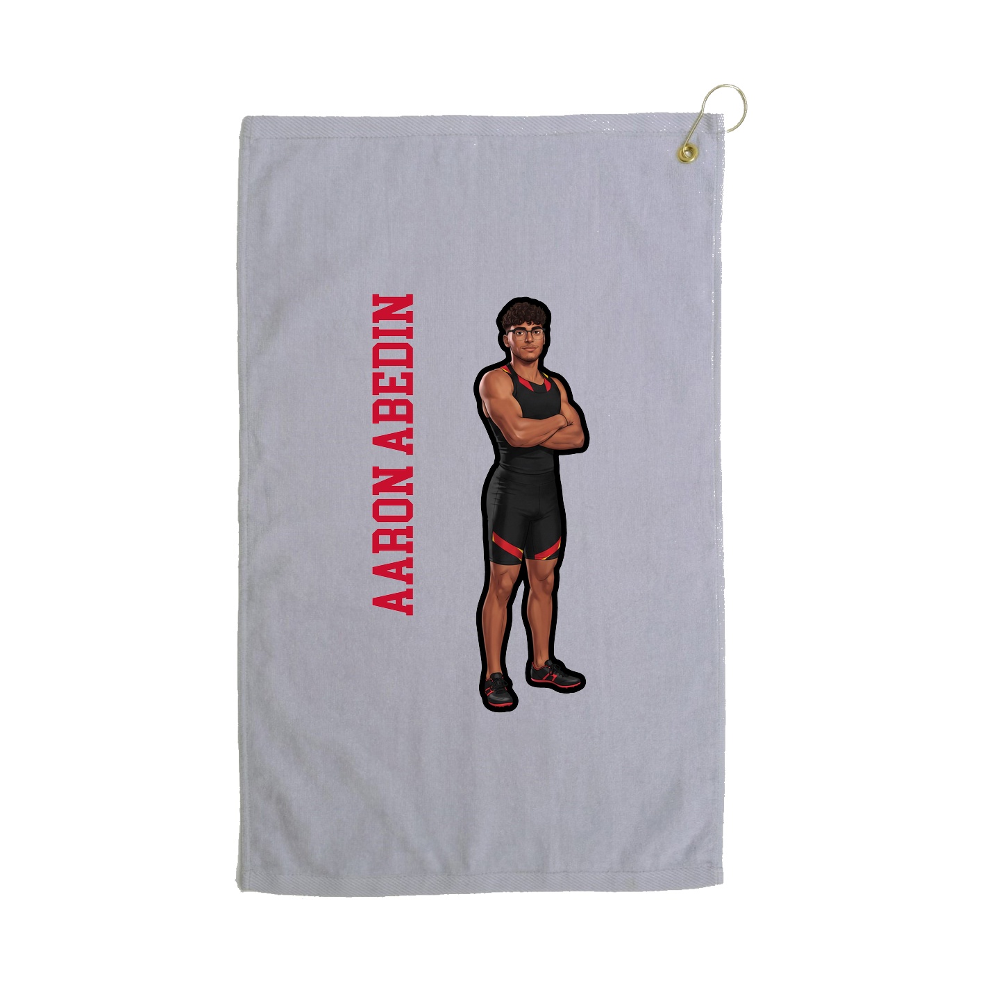 Golf Towel — Name Vertical in Grey