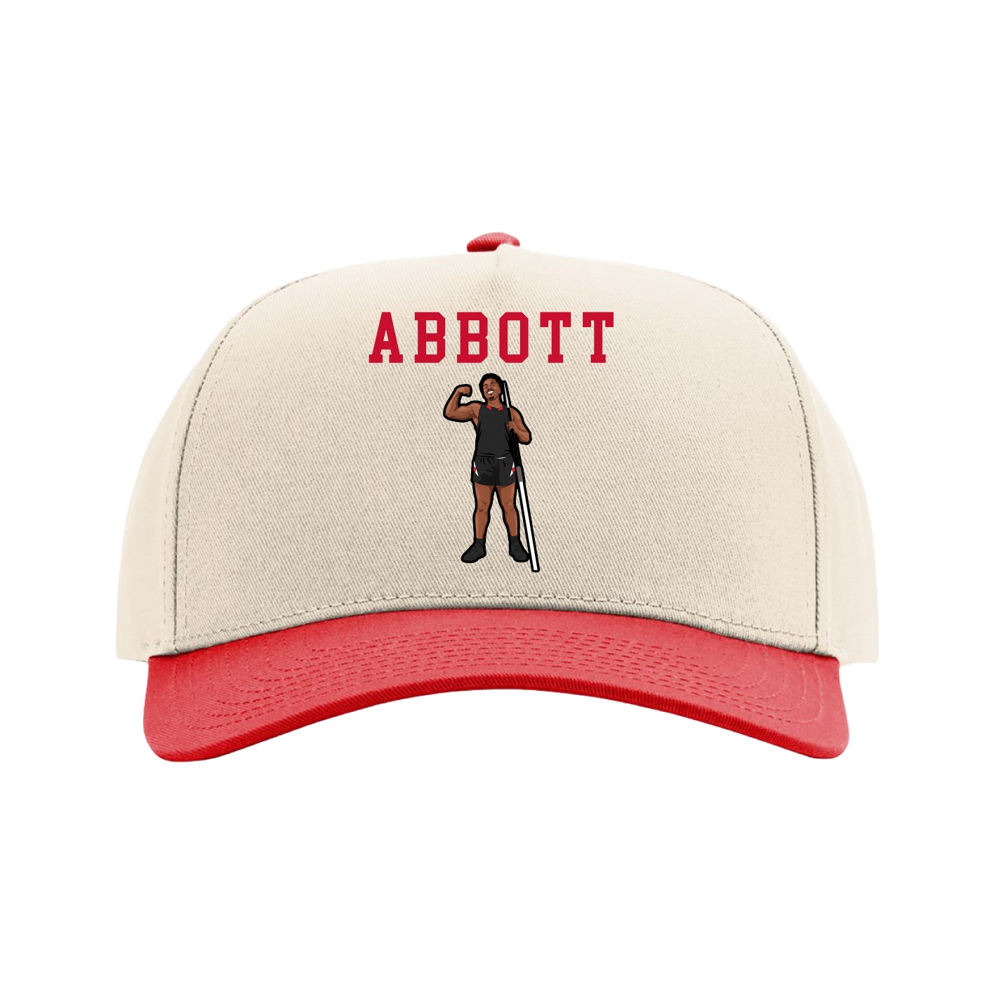 Full Fabric Five-Panel Champ Cap — Shirsey in Cream/Red