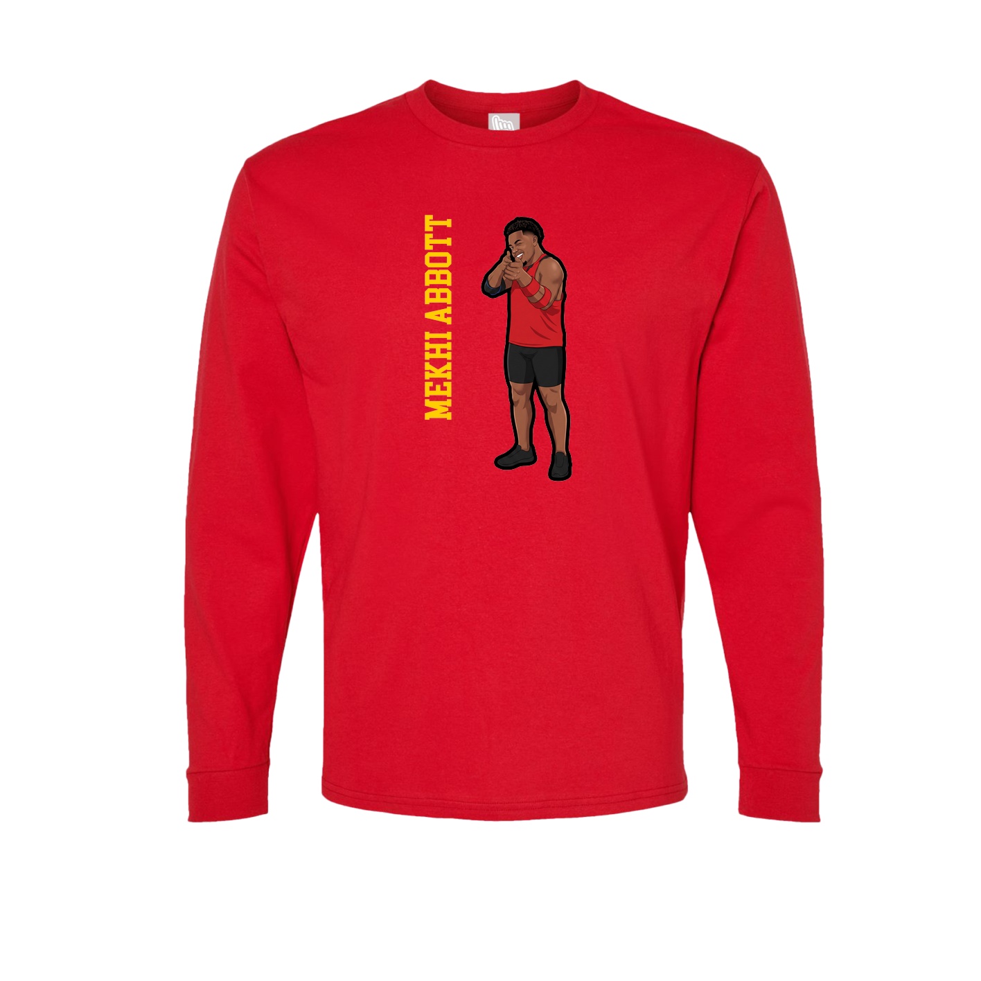 Long Sleeve Tee — Name Vertical in Red
