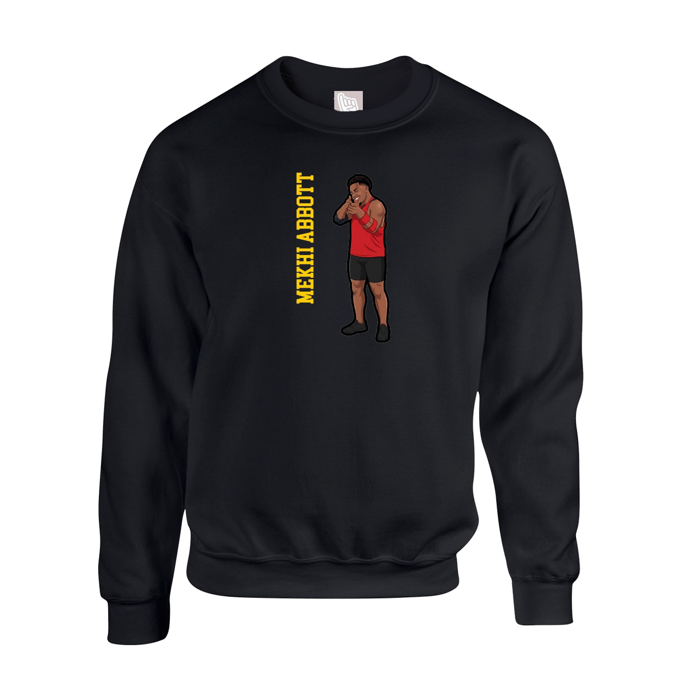 Fleece Crew — Name Vertical in Black