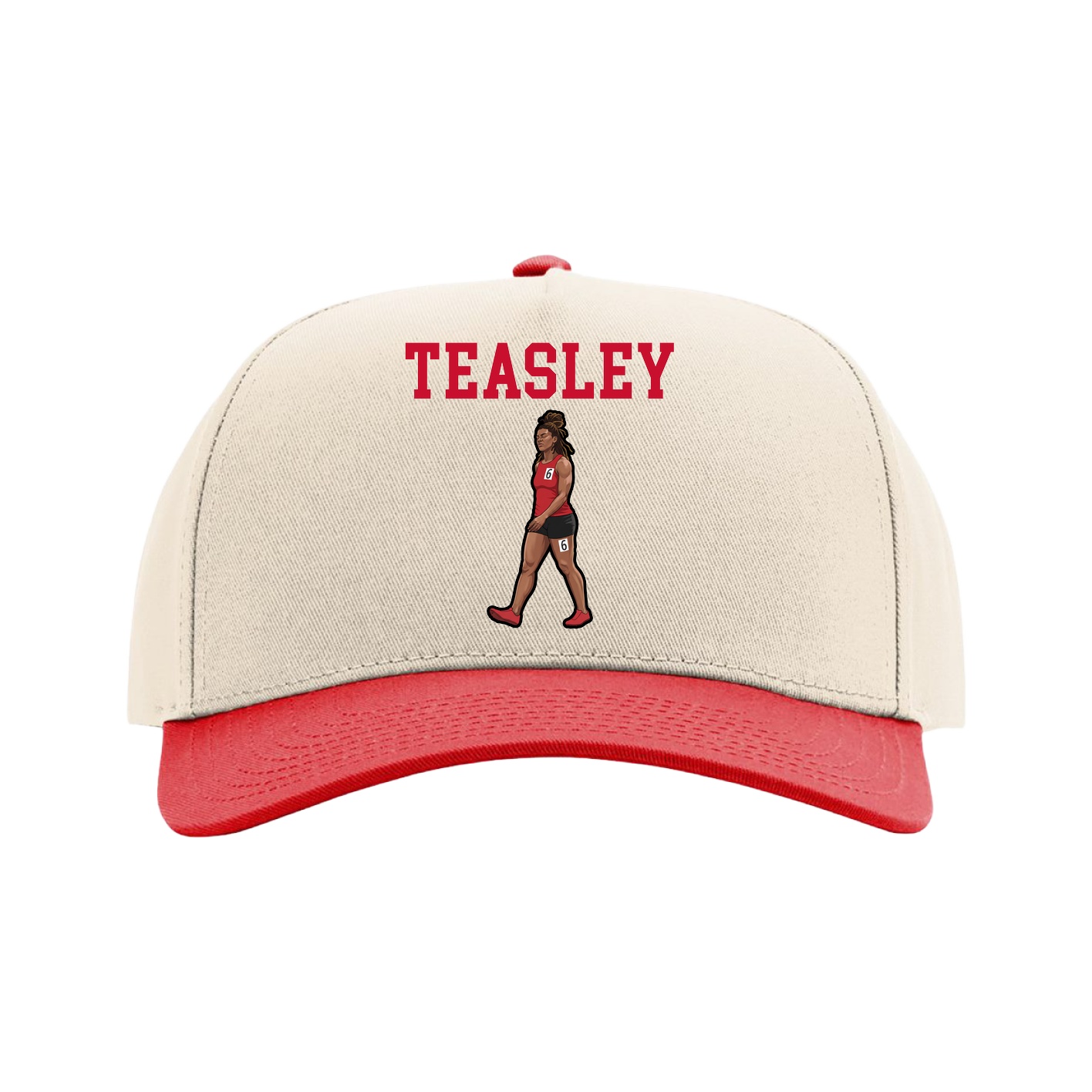 Full Fabric Five-Panel Champ Cap — Shirsey in Cream/Red