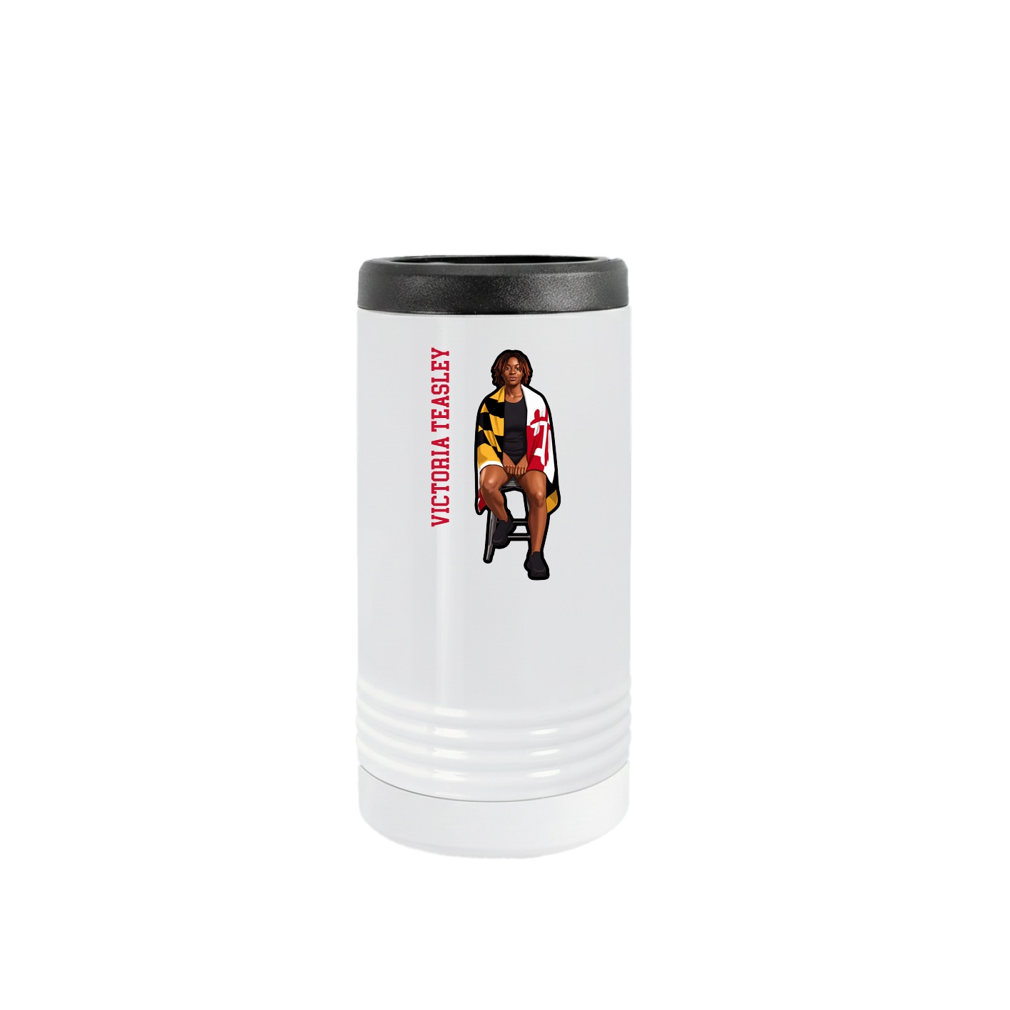 Slim Beverage Holder — Name Vertical in White