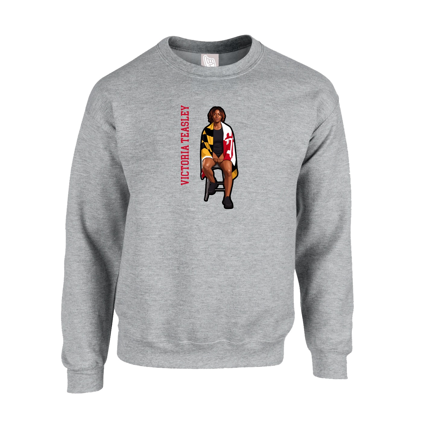 Fleece Crew — Name Vertical in Grey