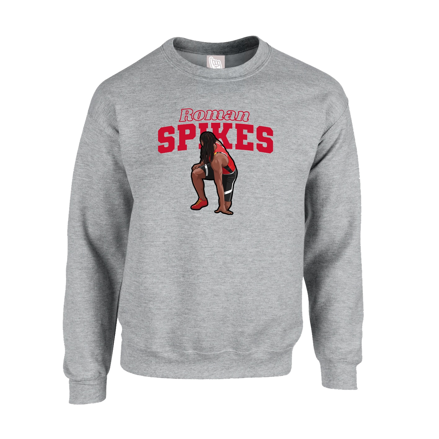 Fleece Crew — Name Arch in Grey