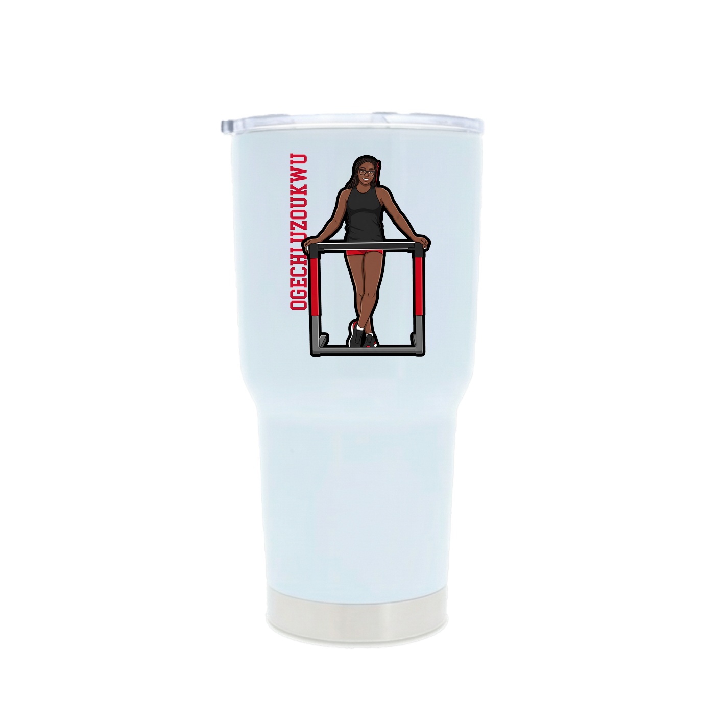 30oz Stainless Steel Tumbler — Name Vertical in White