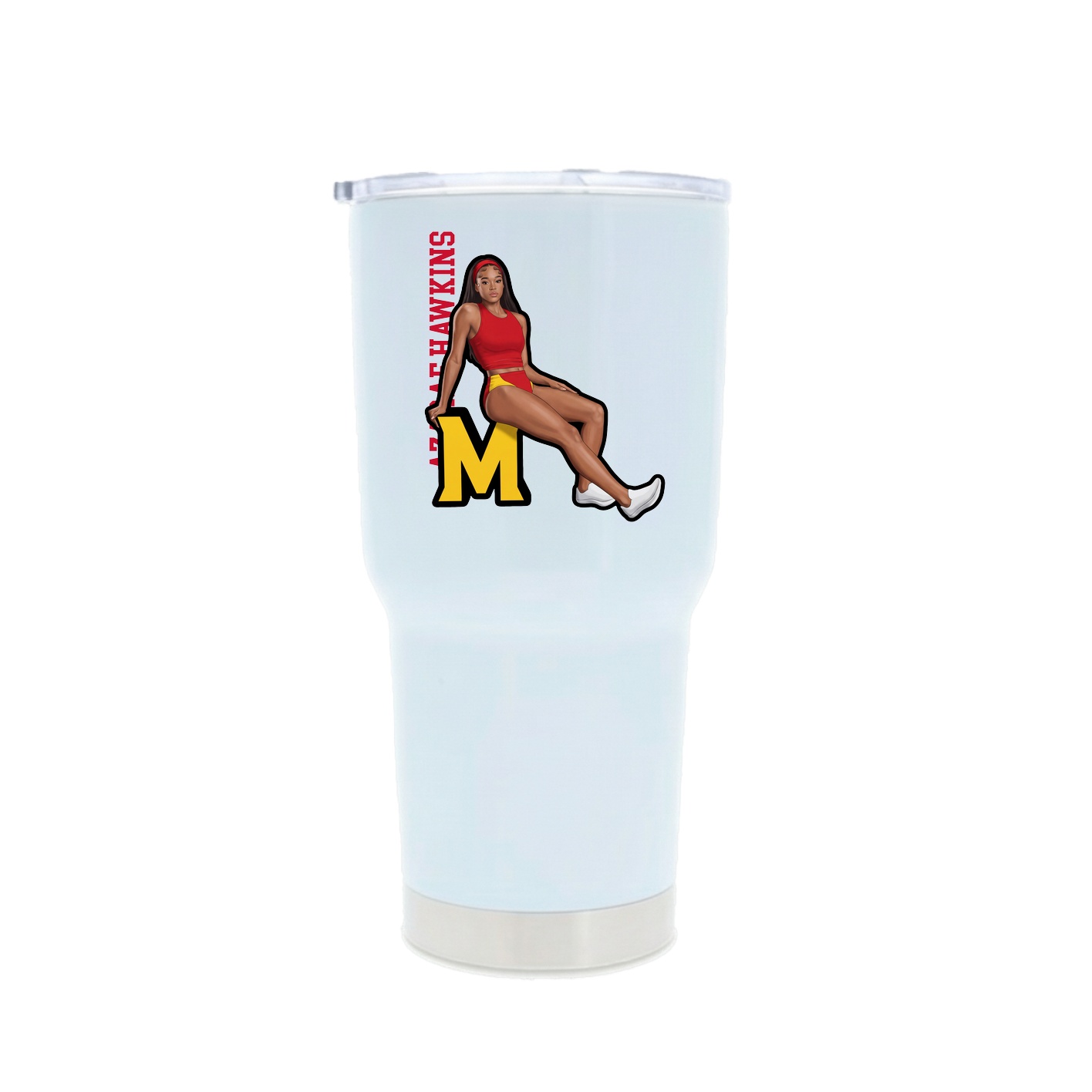 30oz Stainless Steel Tumbler — Name Vertical in White