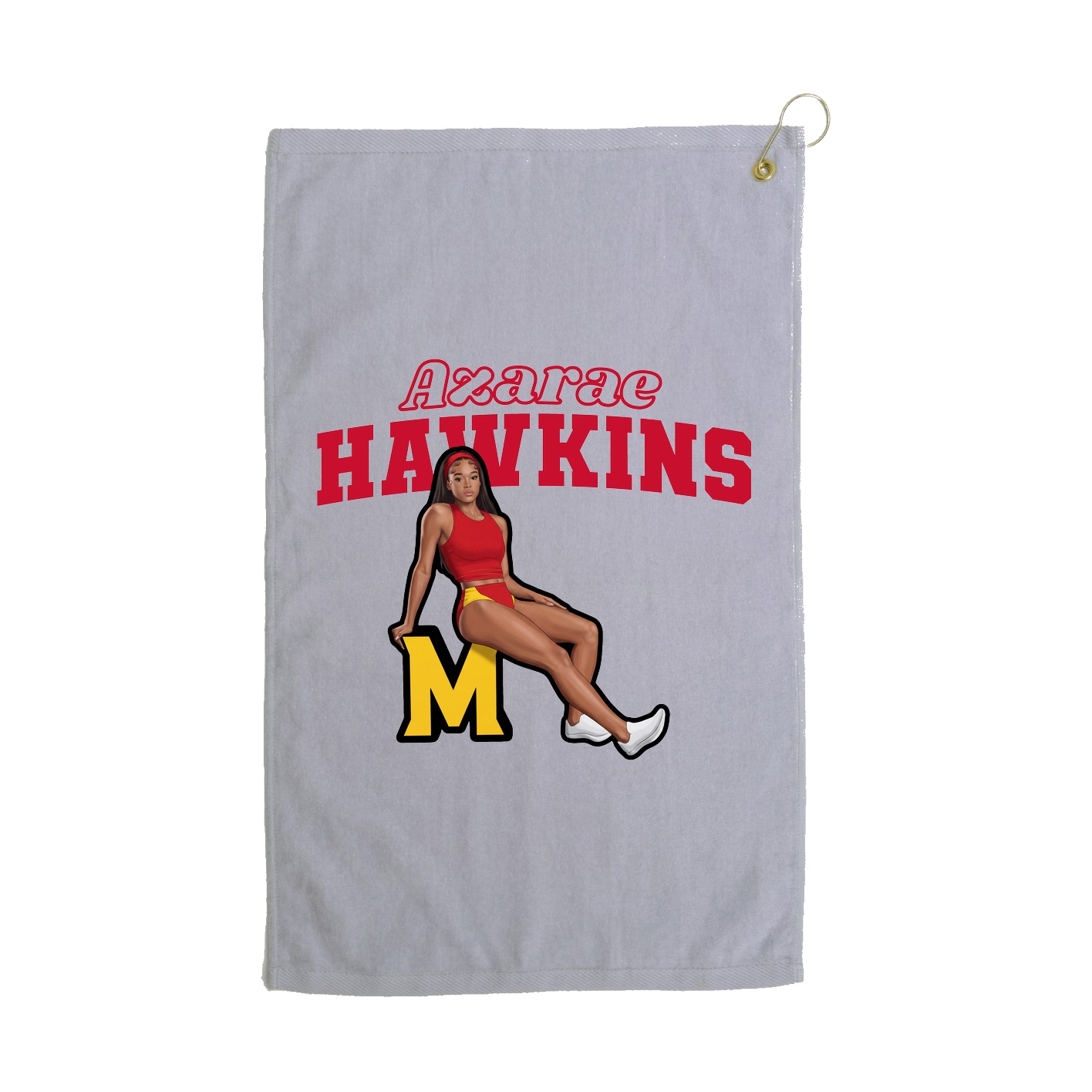 Golf Towel — Name Arch in Grey