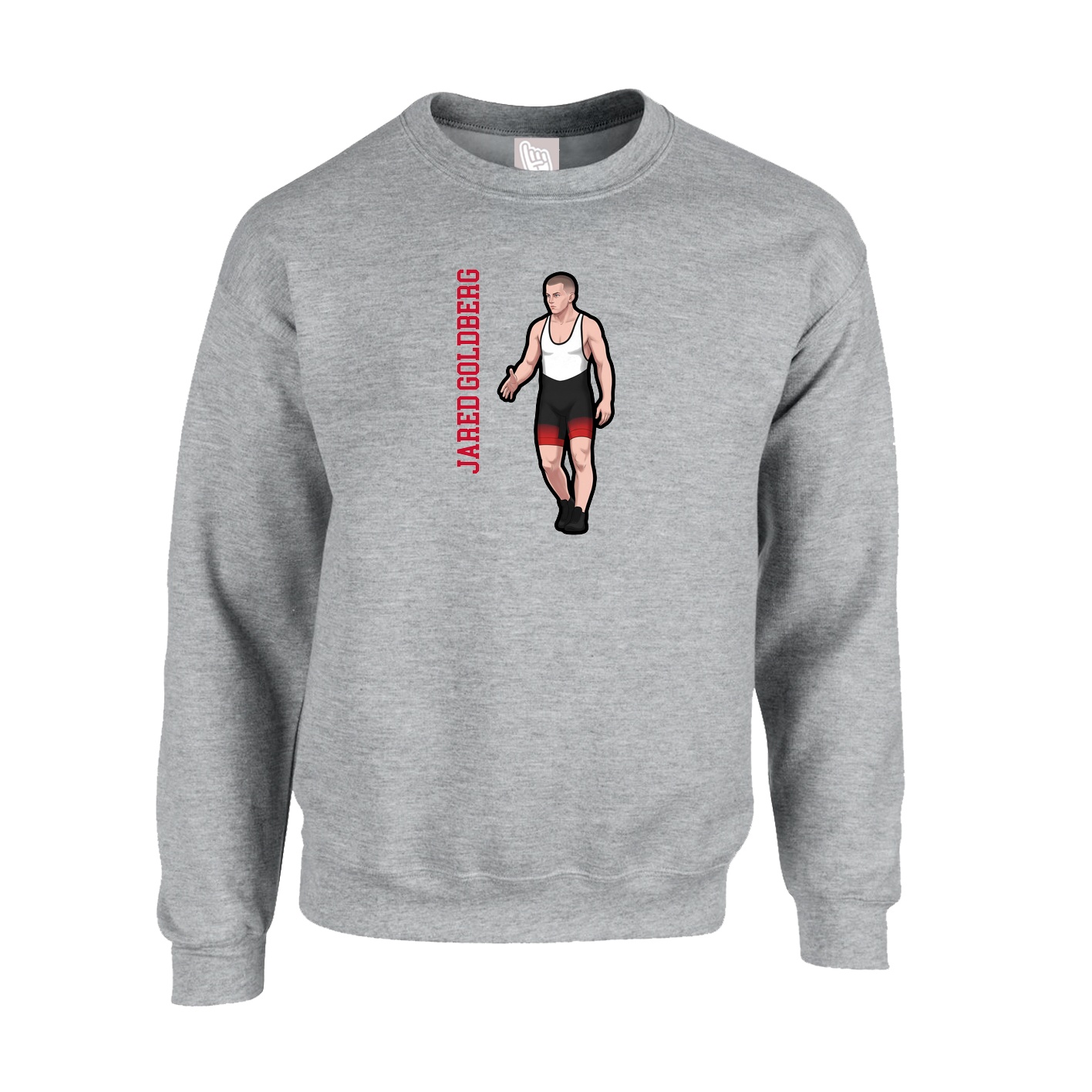 Fleece Crew — Name Vertical in Grey