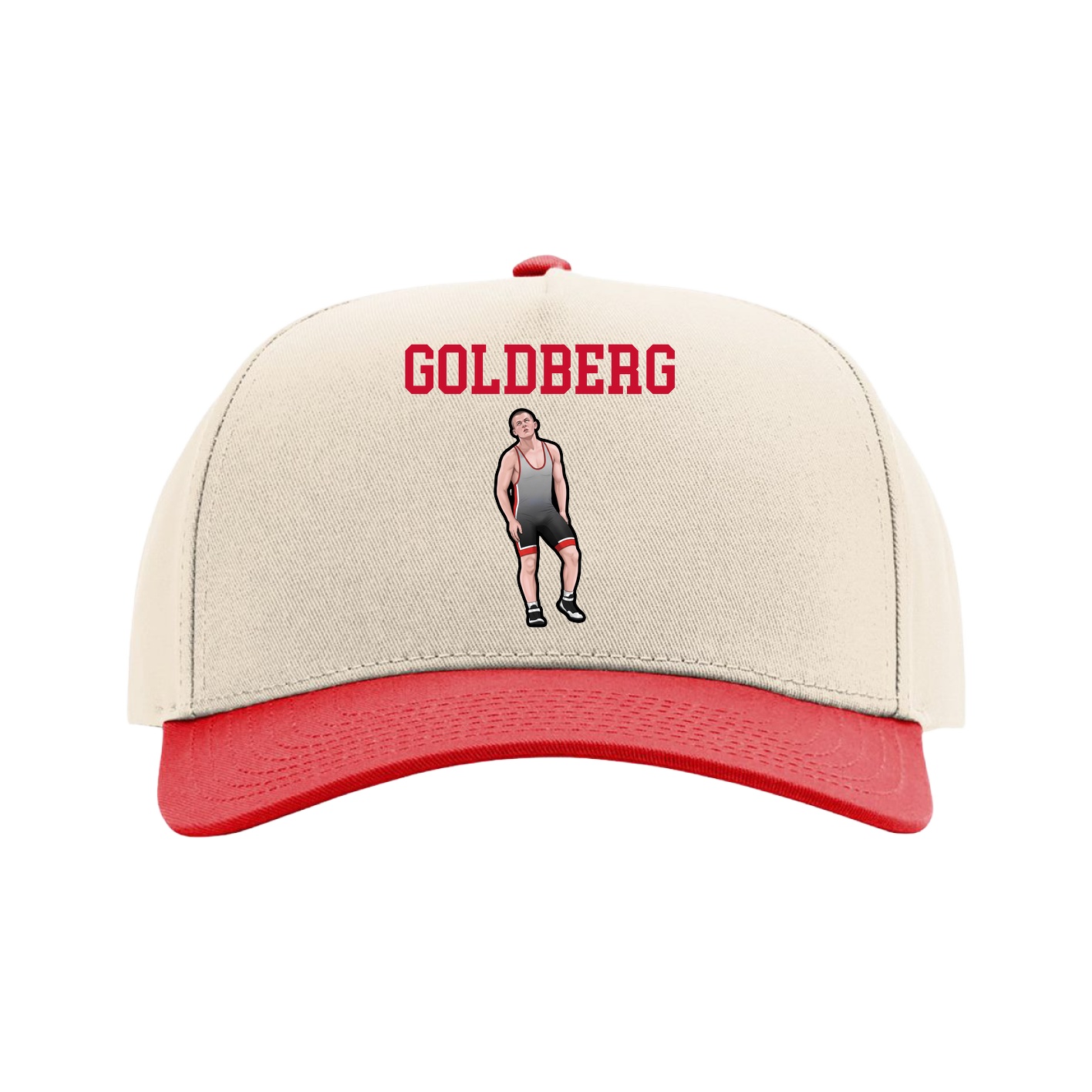 Full Fabric Five-Panel Champ Cap — Shirsey in Cream/Red