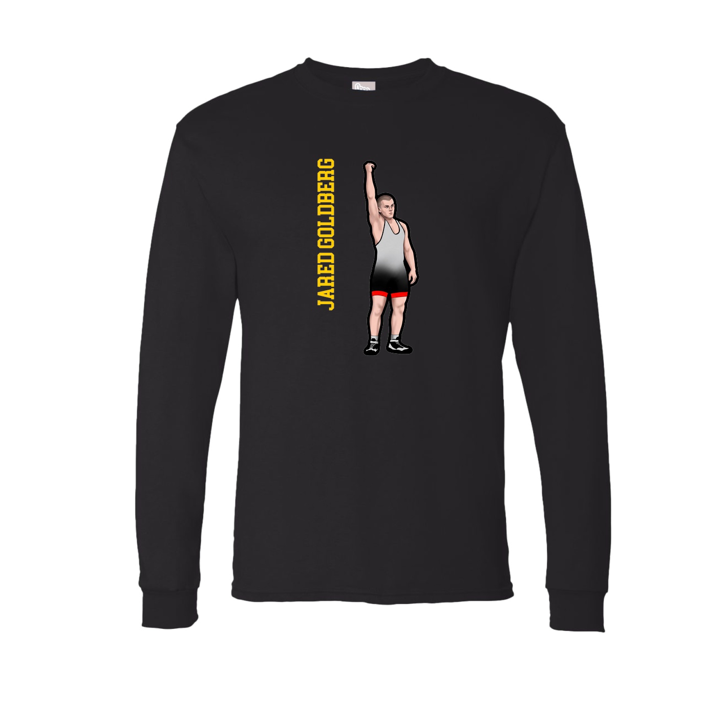 Long Sleeve Tee — Name Vertical in Black