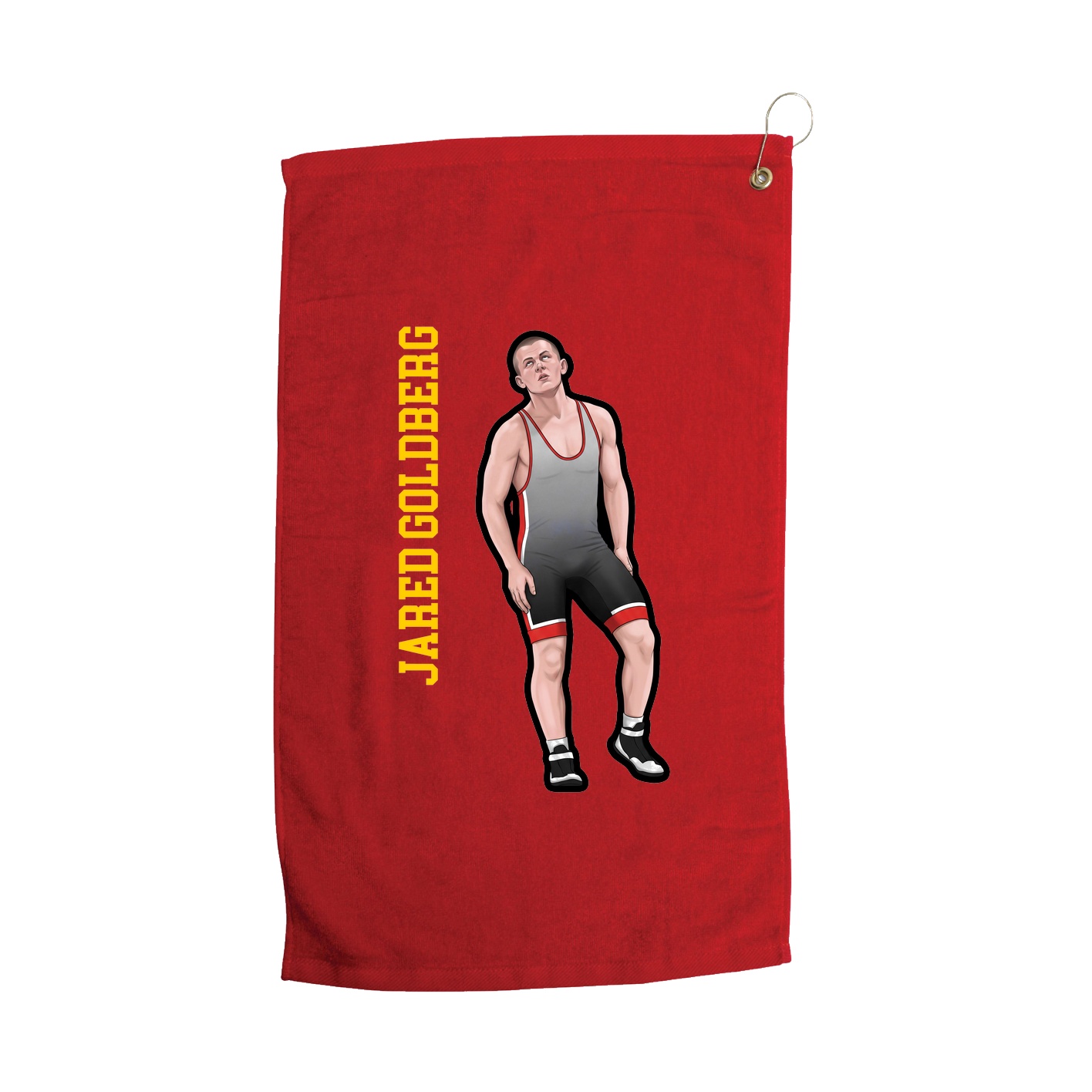 Golf Towel — Name Vertical in Red