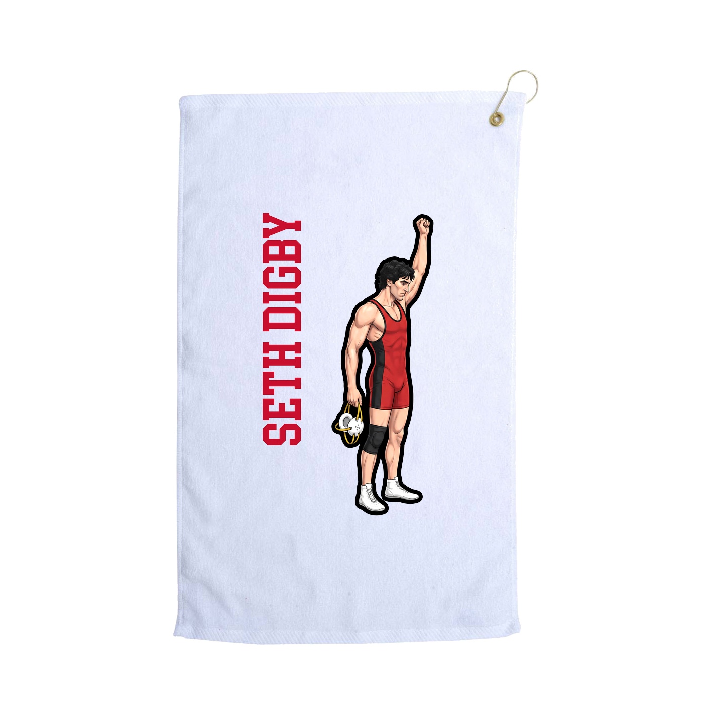 Golf Towel — Name Vertical in White