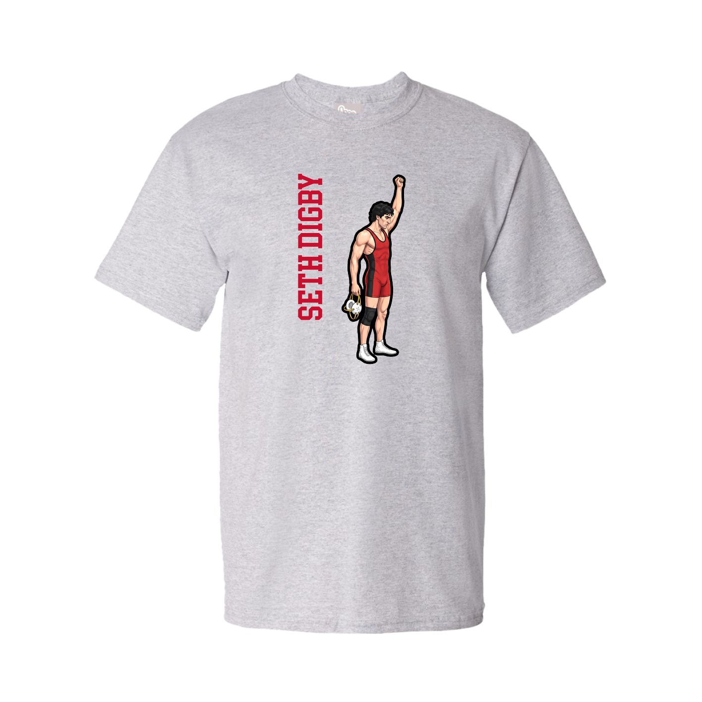 Tee — Name Vertical in Grey