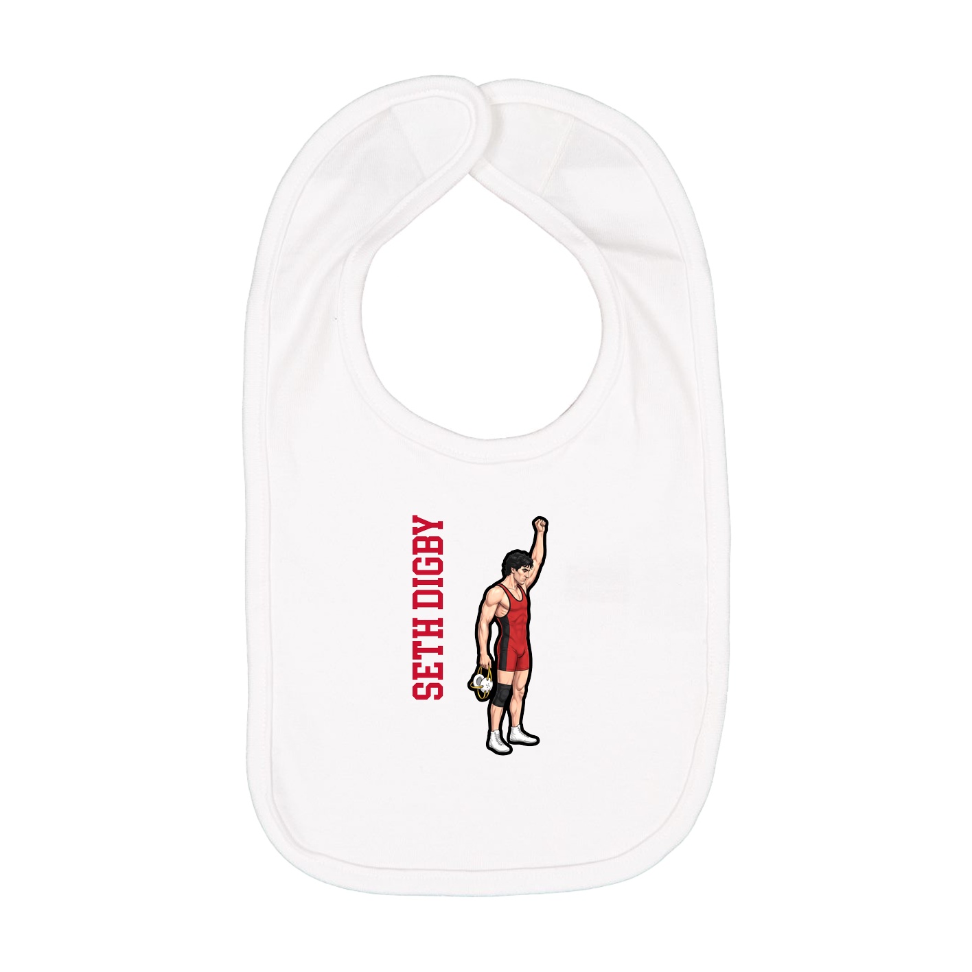 Infant Bib — Name Vertical in White