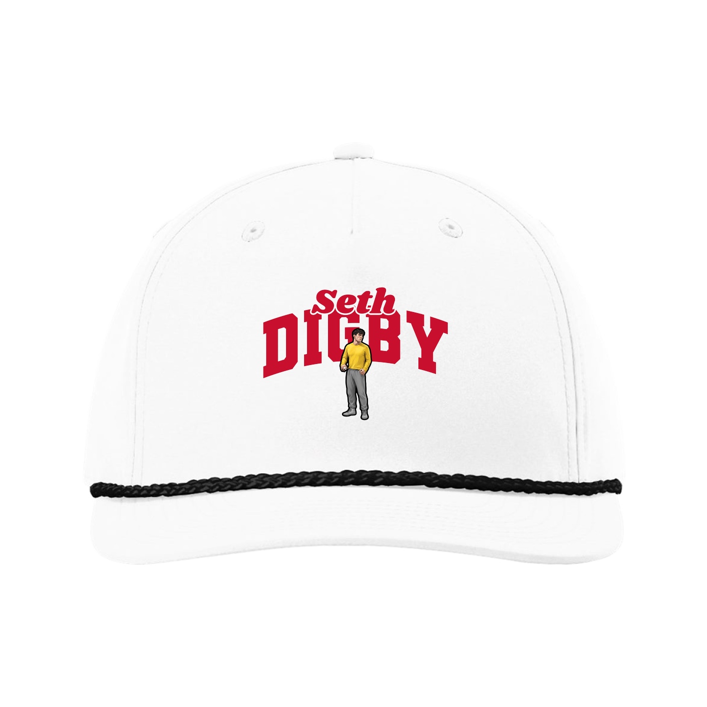 Five-Panel Classic Rope Cap — Signature Arch in White