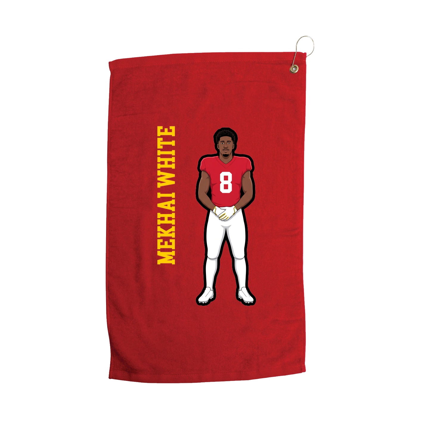 Golf Towel — Name Vertical in Red