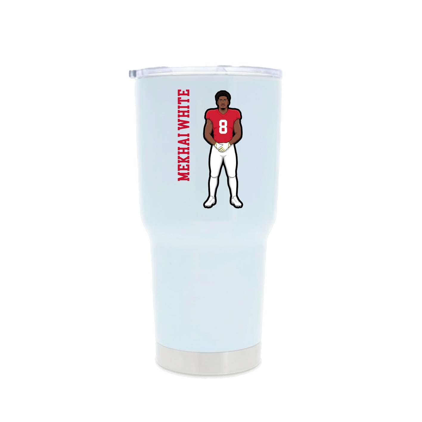 30oz Stainless Steel Tumbler — Name Vertical in White