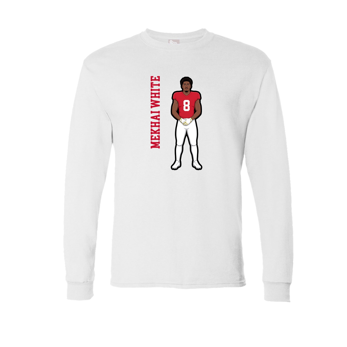 Long Sleeve Tee — Name Vertical in White
