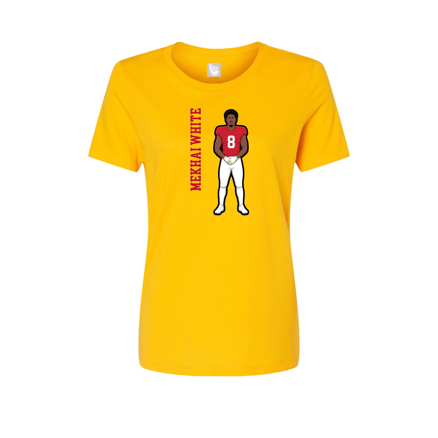 Fitted Women's Tee — Name Vertical in Gold