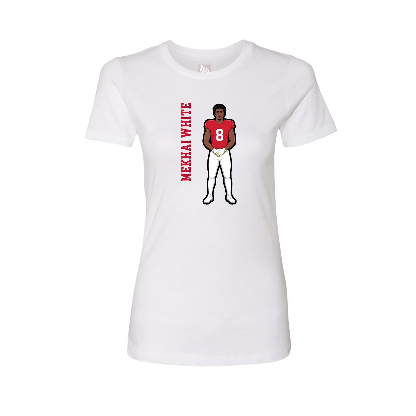 Fitted Women's Tee — Name Vertical in White