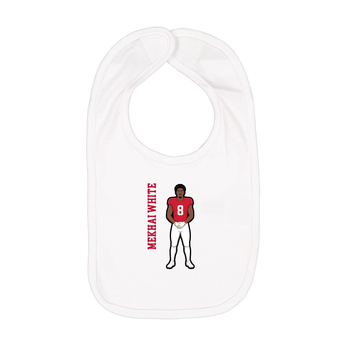 Infant Bib — Name Vertical in White