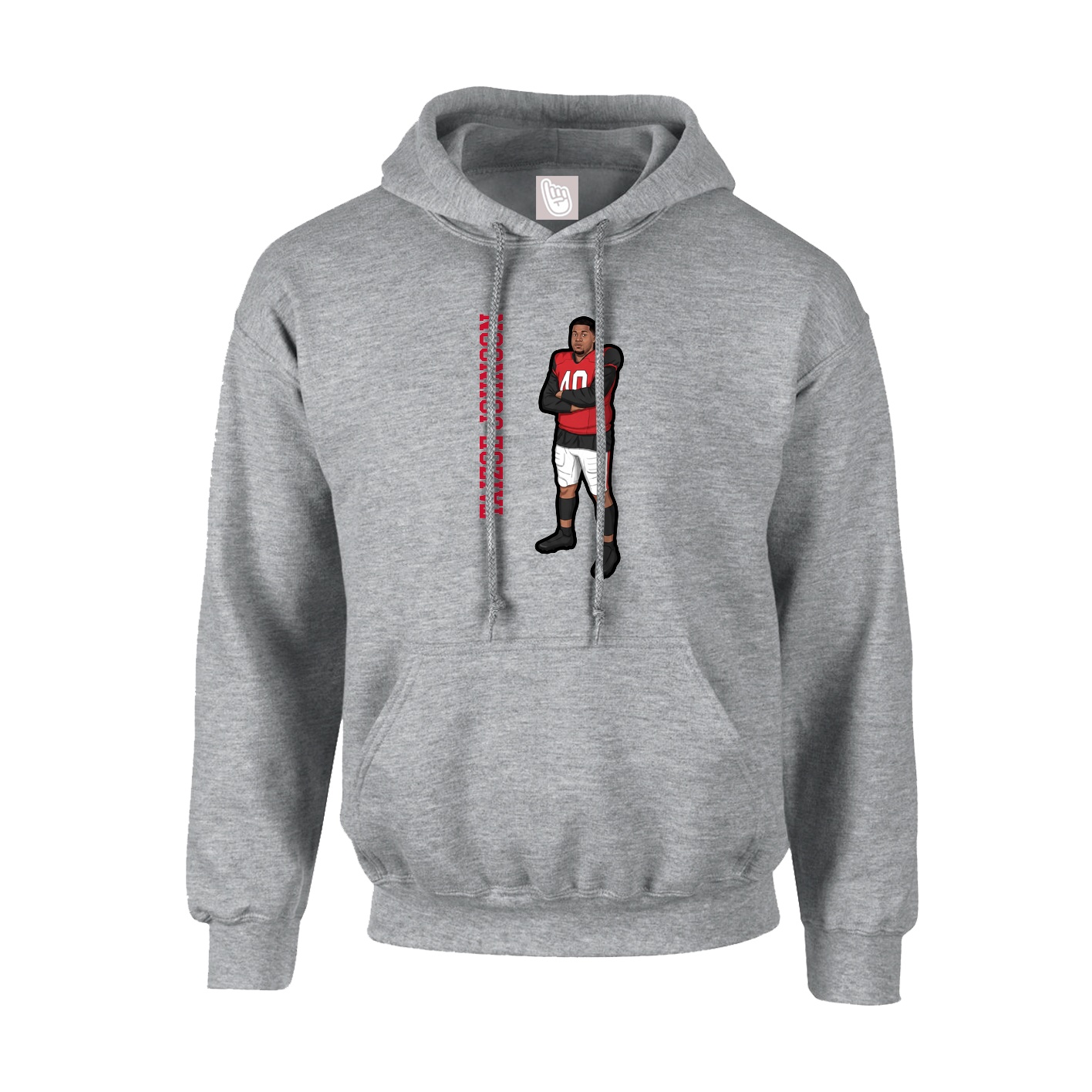 Hoodie — Name Vertical in Grey