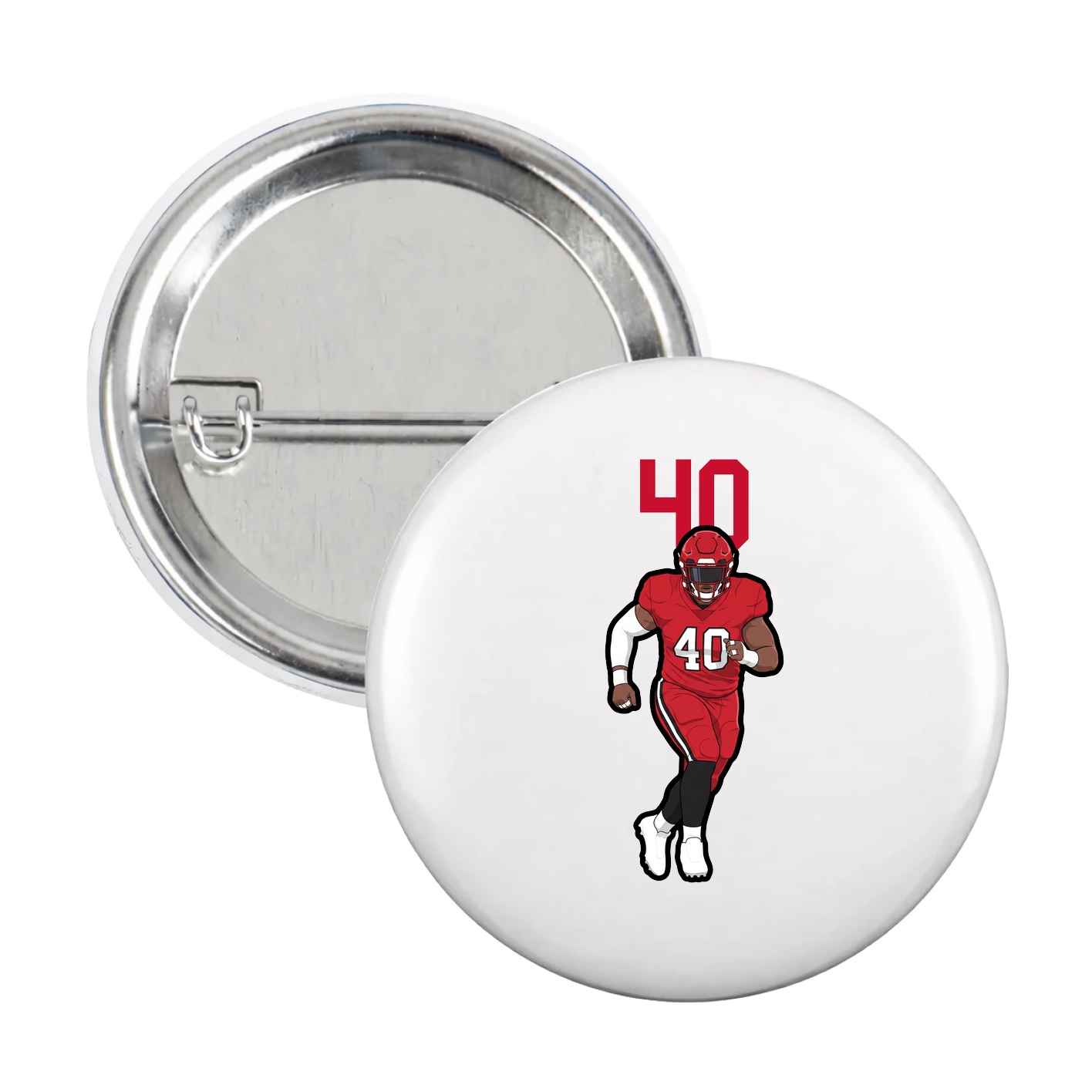 Game Day Button — Number Top in White