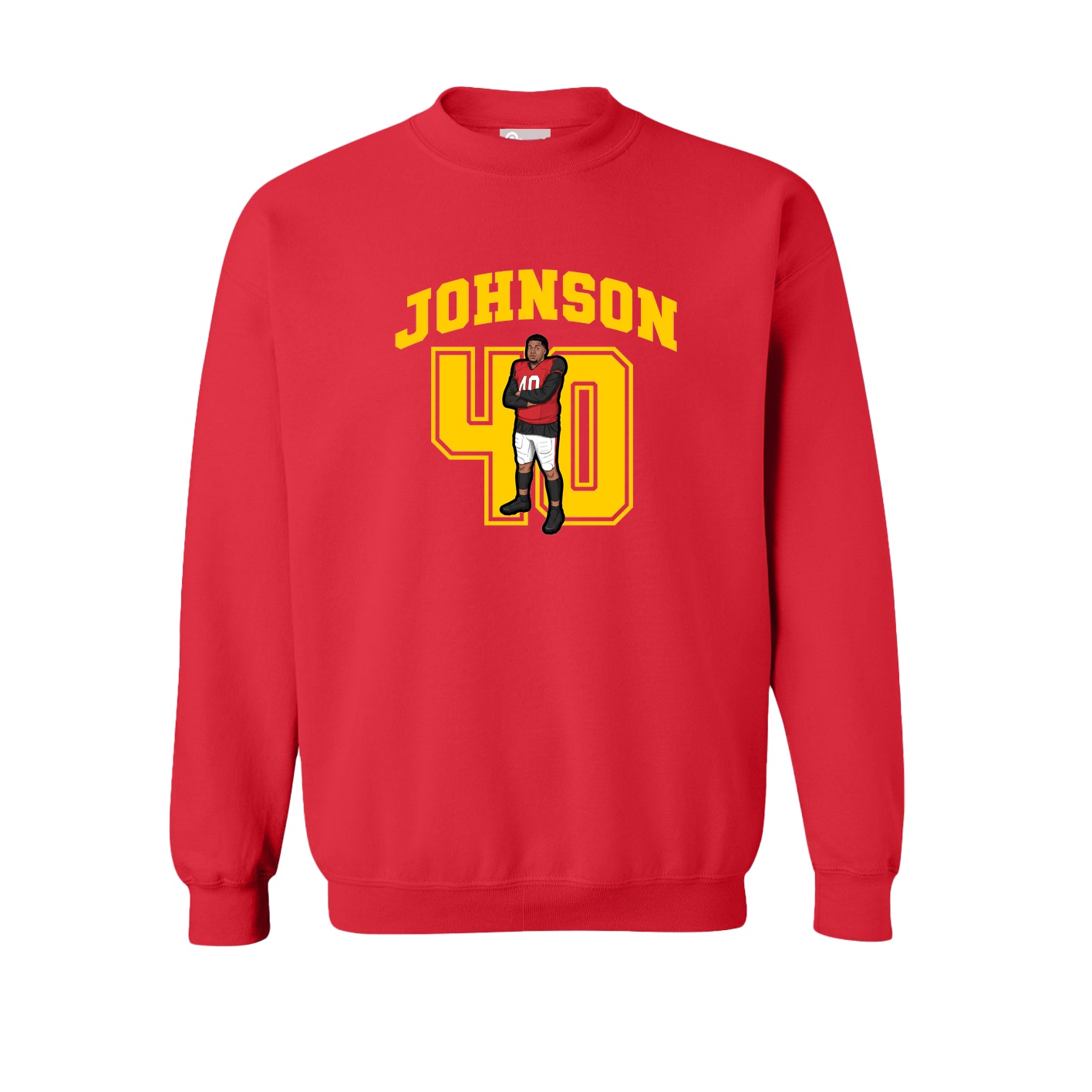 Fleece Crew — Number in Red