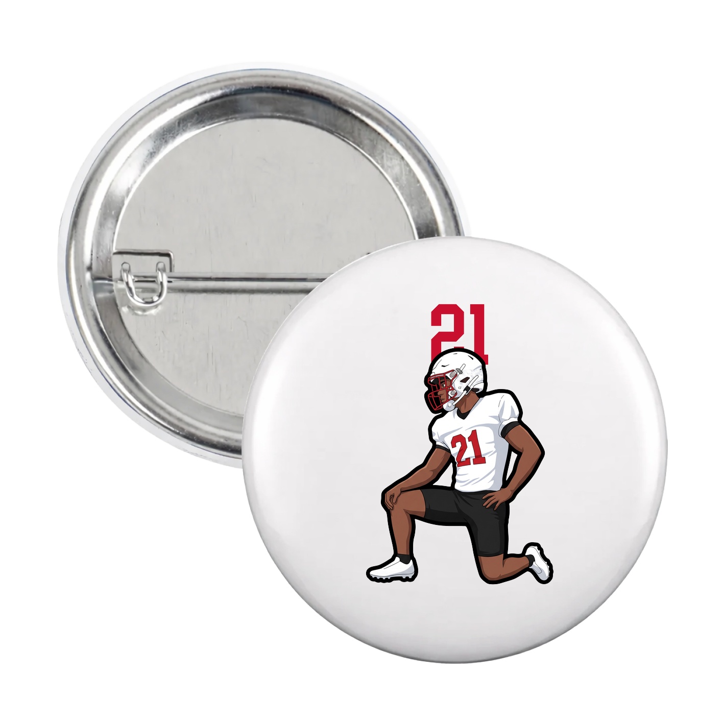 Game Day Button — Number Top in White