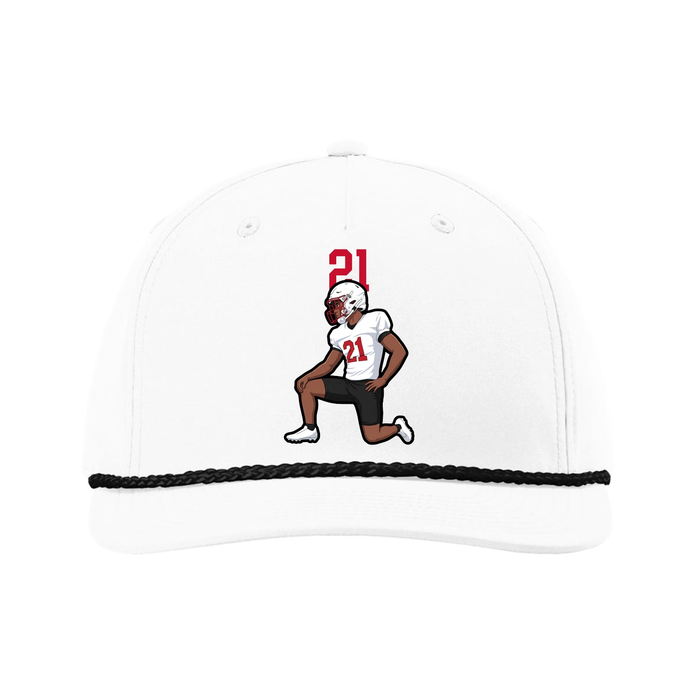 Five-Panel Classic Rope Cap — Number Top in White