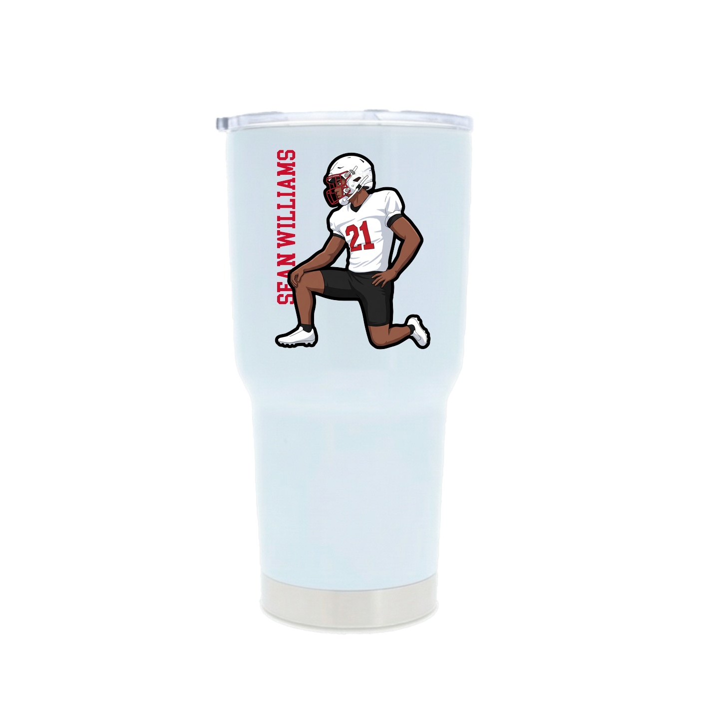 30oz Stainless Steel Tumbler — Name Vertical in White