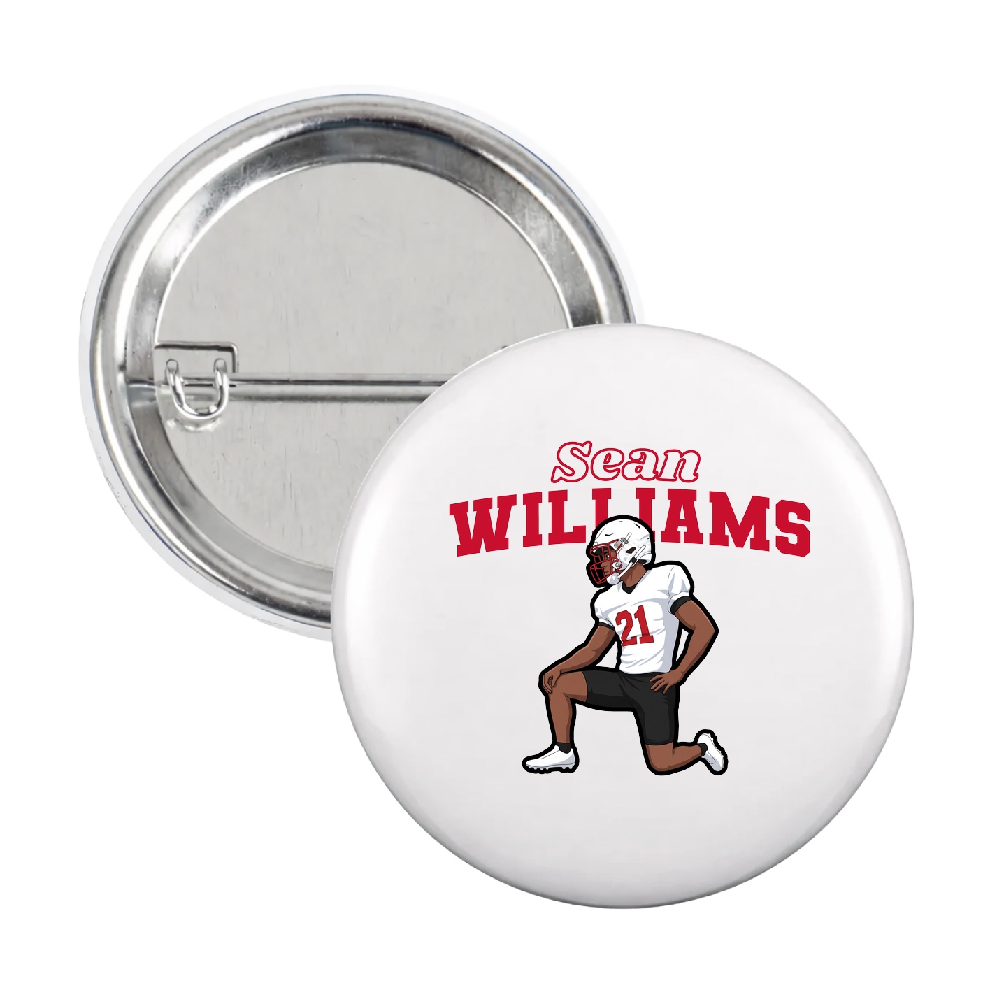 Game Day Button — Name Arch in White