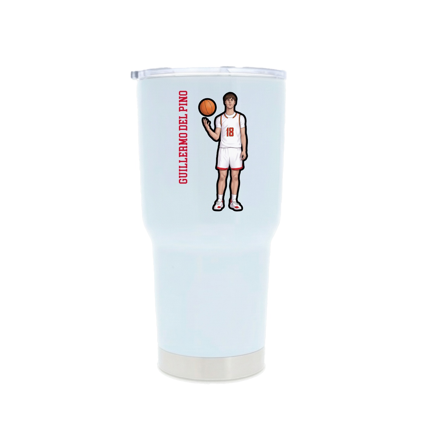 30oz Stainless Steel Tumbler — Name Vertical in White