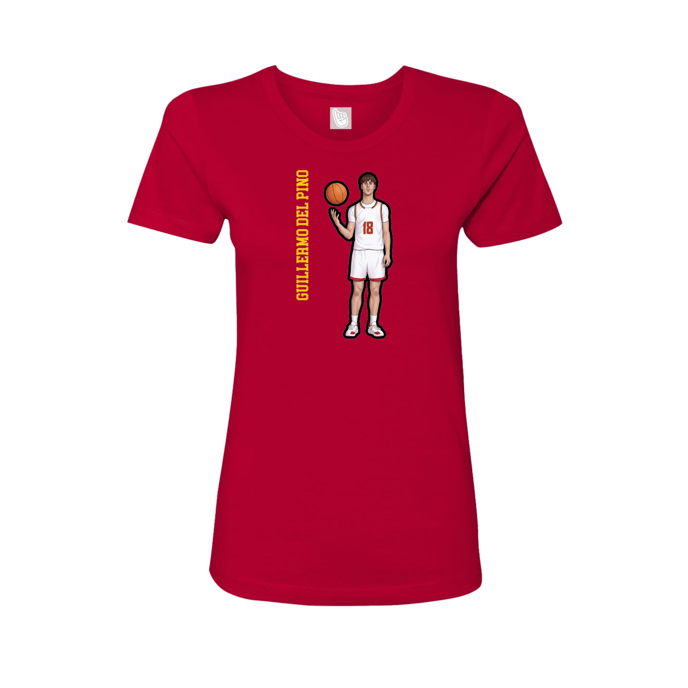 Fitted Women's Tee — Name Vertical in Red