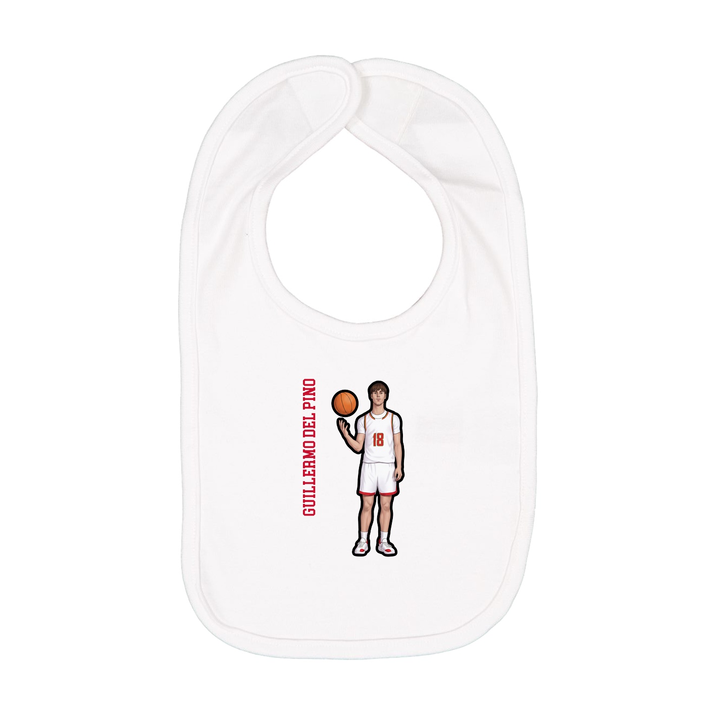Infant Bib — Name Vertical in White