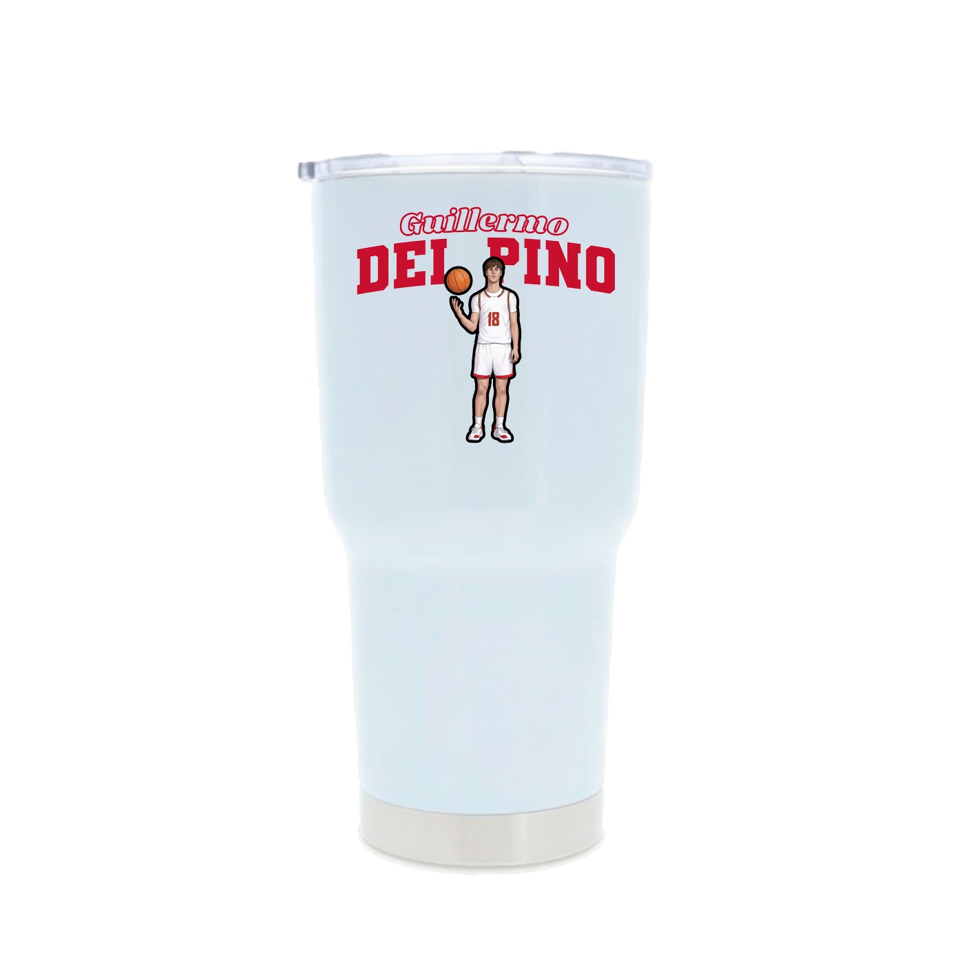 30oz Stainless Steel Tumbler — Name Arch in White