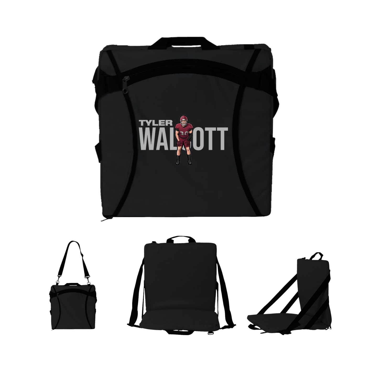 Folding Stadium Seat — Player Name in Black