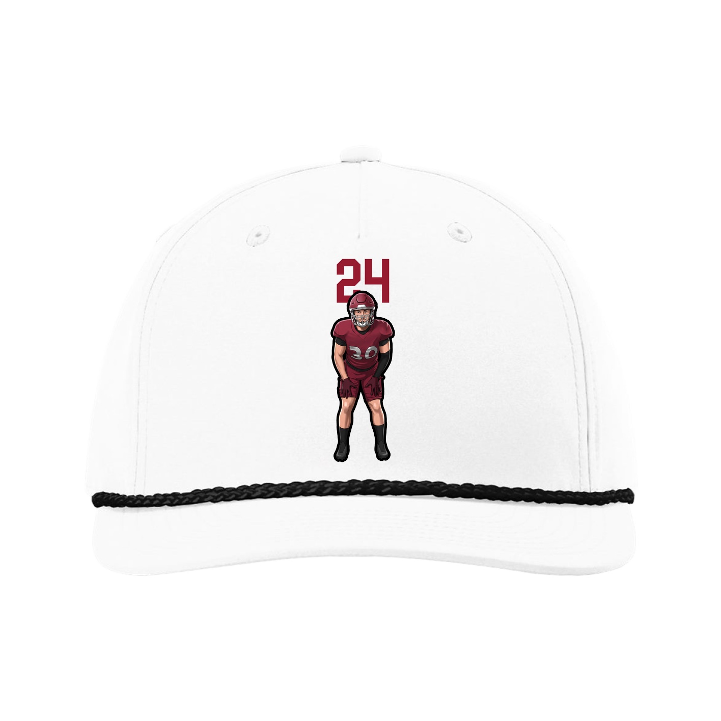 Five-Panel Classic Rope Cap — Number Top in White