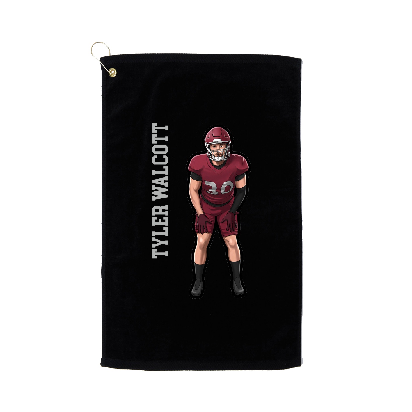 Golf Towel — Name Vertical in Black