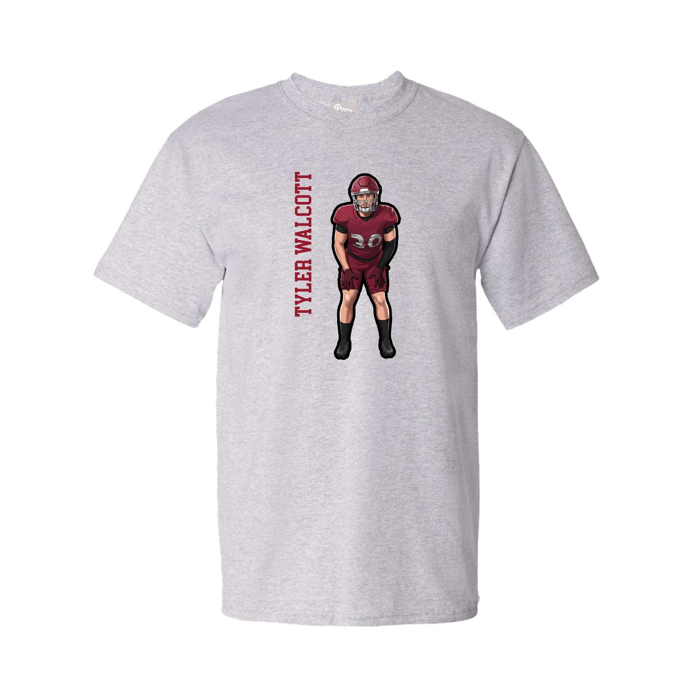 Youth Tee — Name Vertical in Grey