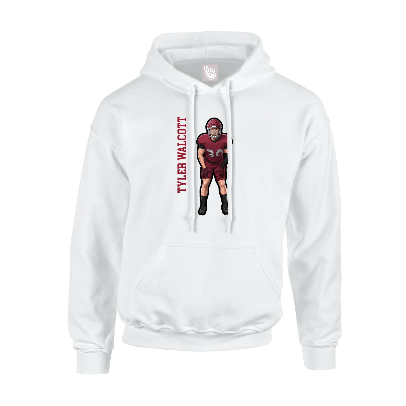 Youth Hoodie — Name Vertical in White