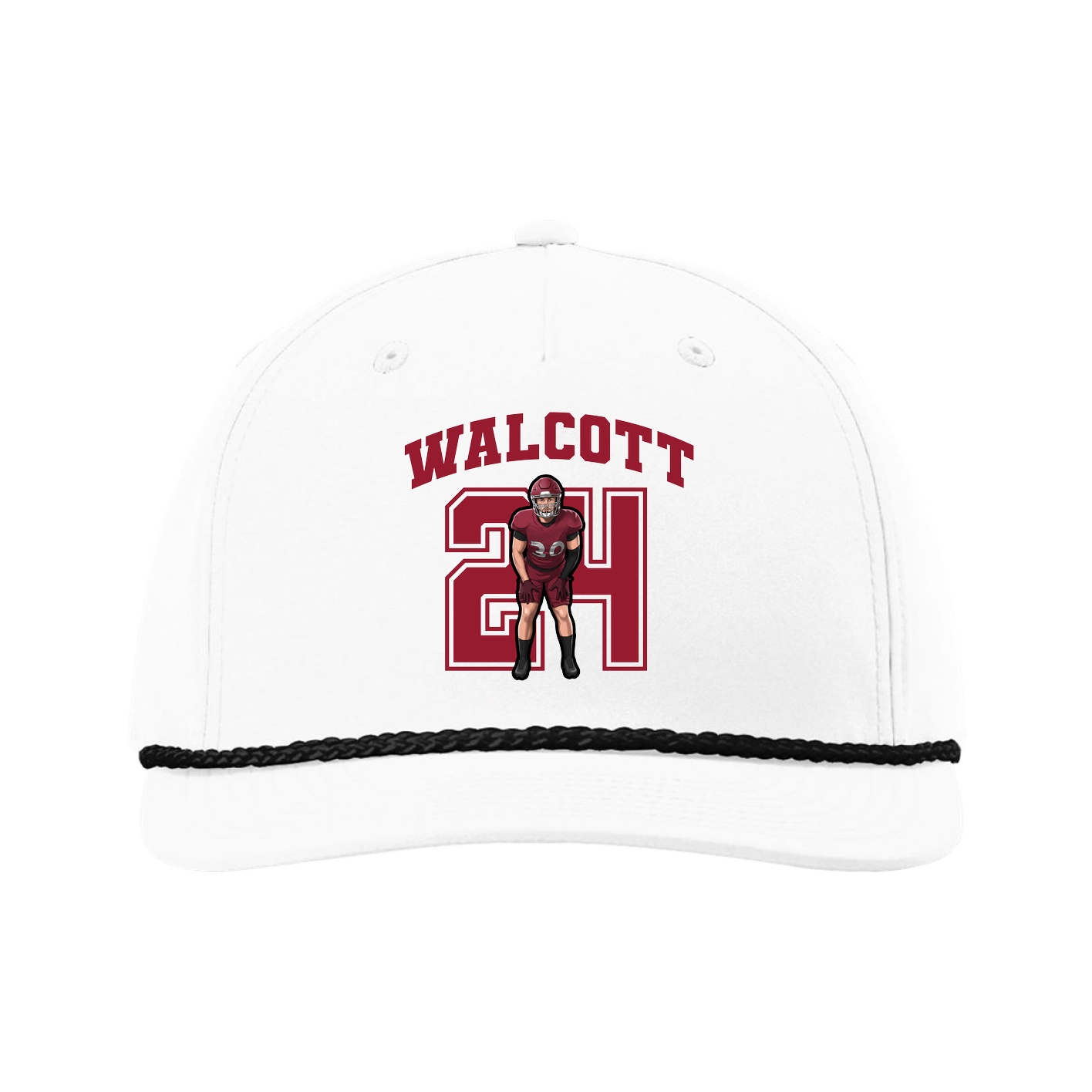 Five-Panel Classic Rope Cap — Number in White