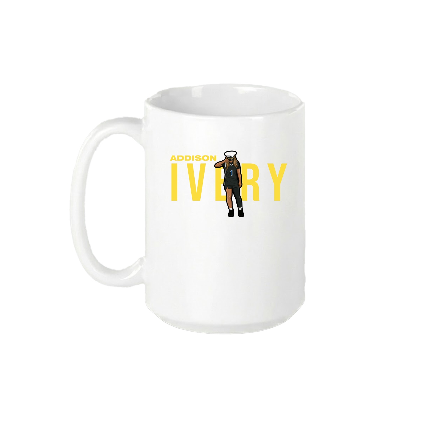 15oz Coffee Mug — Player Name in White