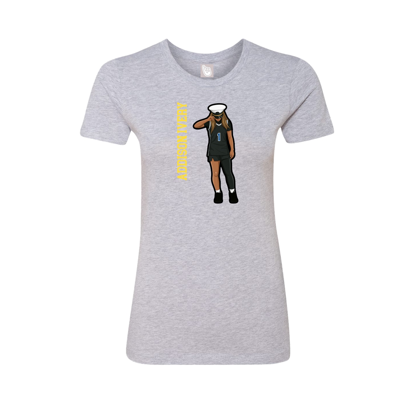 Fitted Women's Tee — Name Vertical in Grey