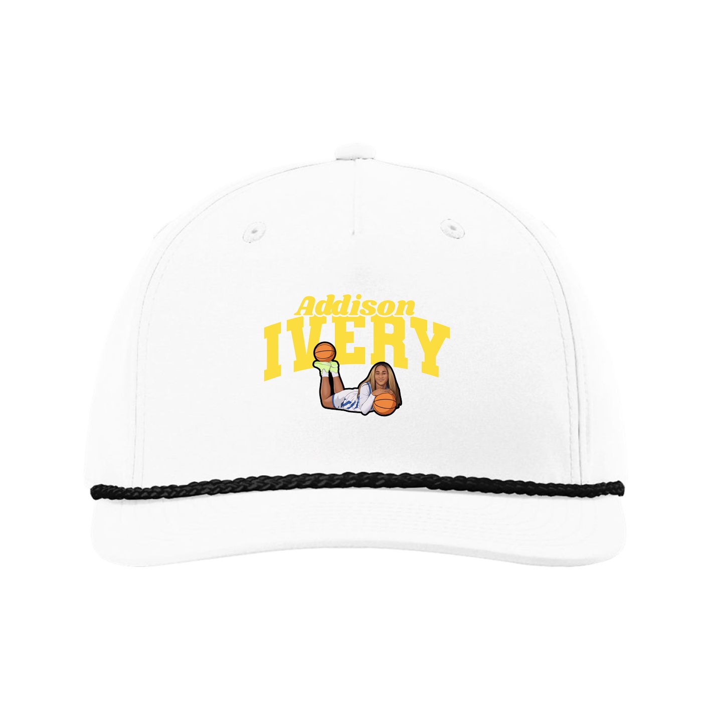 Five-Panel Classic Rope Cap — Signature Arch in White