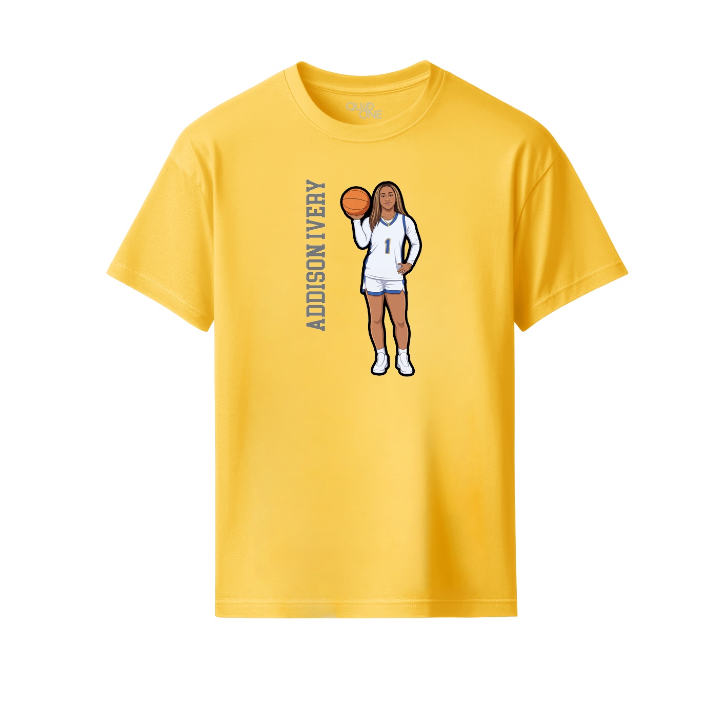 Youth Tee — Name Vertical in Yellow