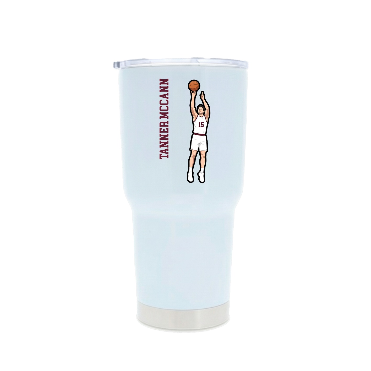 30oz Stainless Steel Tumbler — Name Vertical in White