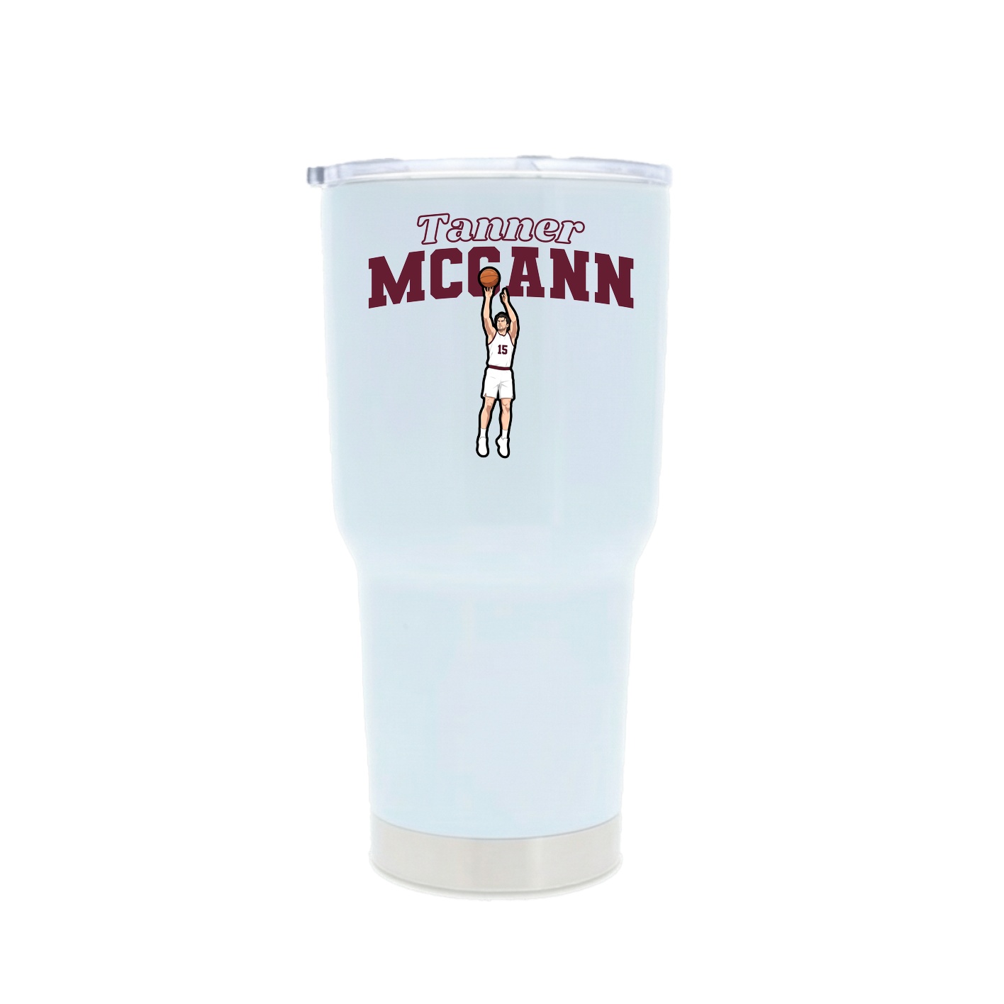 30oz Stainless Steel Tumbler — Name Arch in White